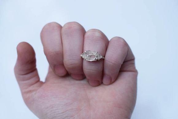 Alternative Engagement Ring Raw rustic Boho Promise Ring dainty unique s… - Picture 3 of 9